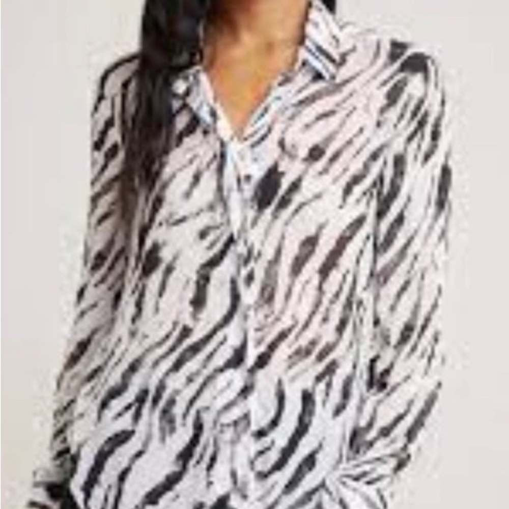 Bella Dahl Zebra Print Button Down Blouse - image 1